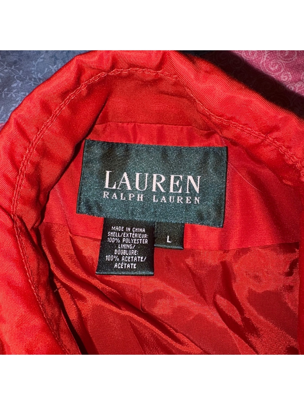 Lauren Ralph Lauren Vintage Red Polyester Trench Coat, Woman’s Size Large - Picture 6 of 9